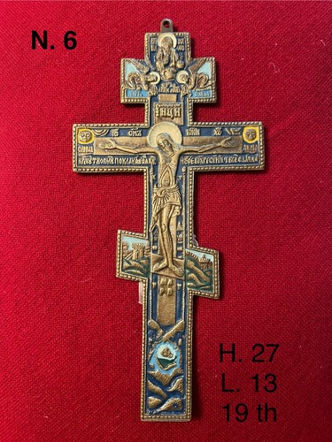 Icona russa croce in bronzo - icona,