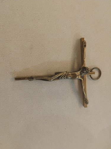 Crocifisso vintage ottone - crocifisso,