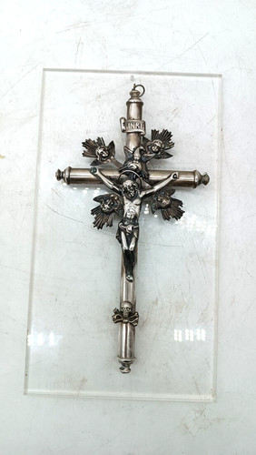 Cristo con croce argento - croce,